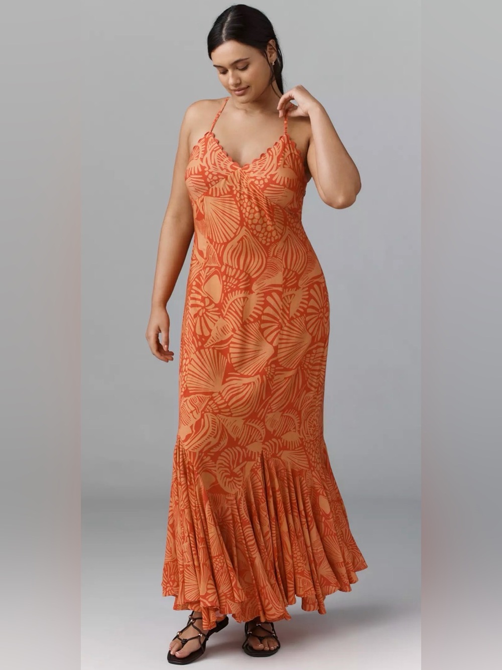 NWT Anthropologie Conditions Apply Elianna Ruffled Slip Maxi Dress size 2X